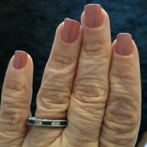 Simulated emerald and diamond ring